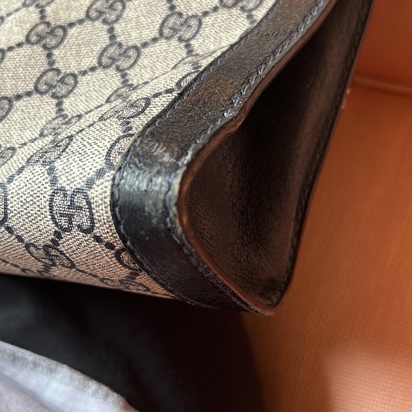 VINTAGE BLUE MONOGRAM CANVAS SHOPPING BAG TOTE HANDBAG - Picture 11 of 14